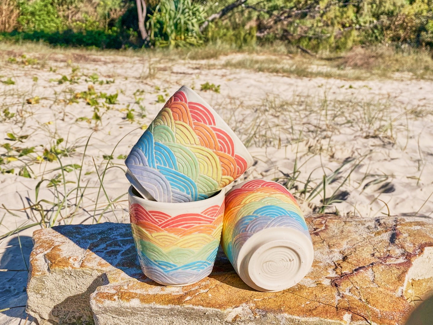 Rainbow wave tumblers